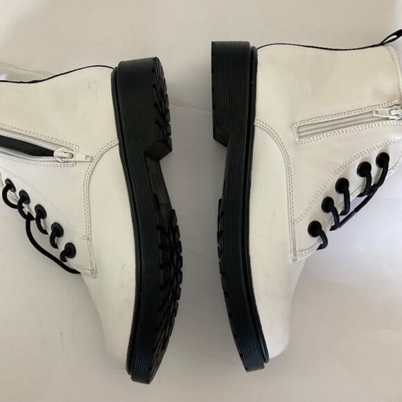 New White black Steve Madden combat boots platform chunky Y2K zip lug sole sz 5 - Picture 7 of 16